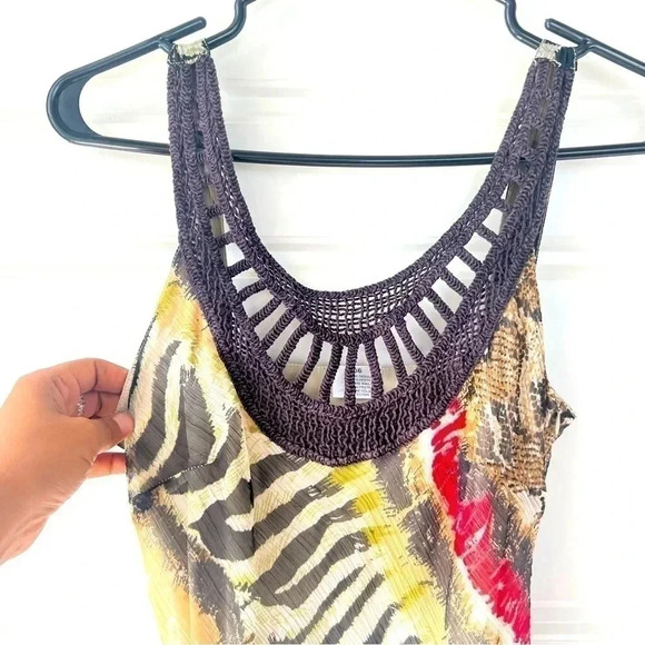 CLASSIC ANIMAL PRINT RUFFLE MULTI COLOR MAXI DRESS SIZE 36 100% COTTON SIZE 36 - Picture 4 of 15